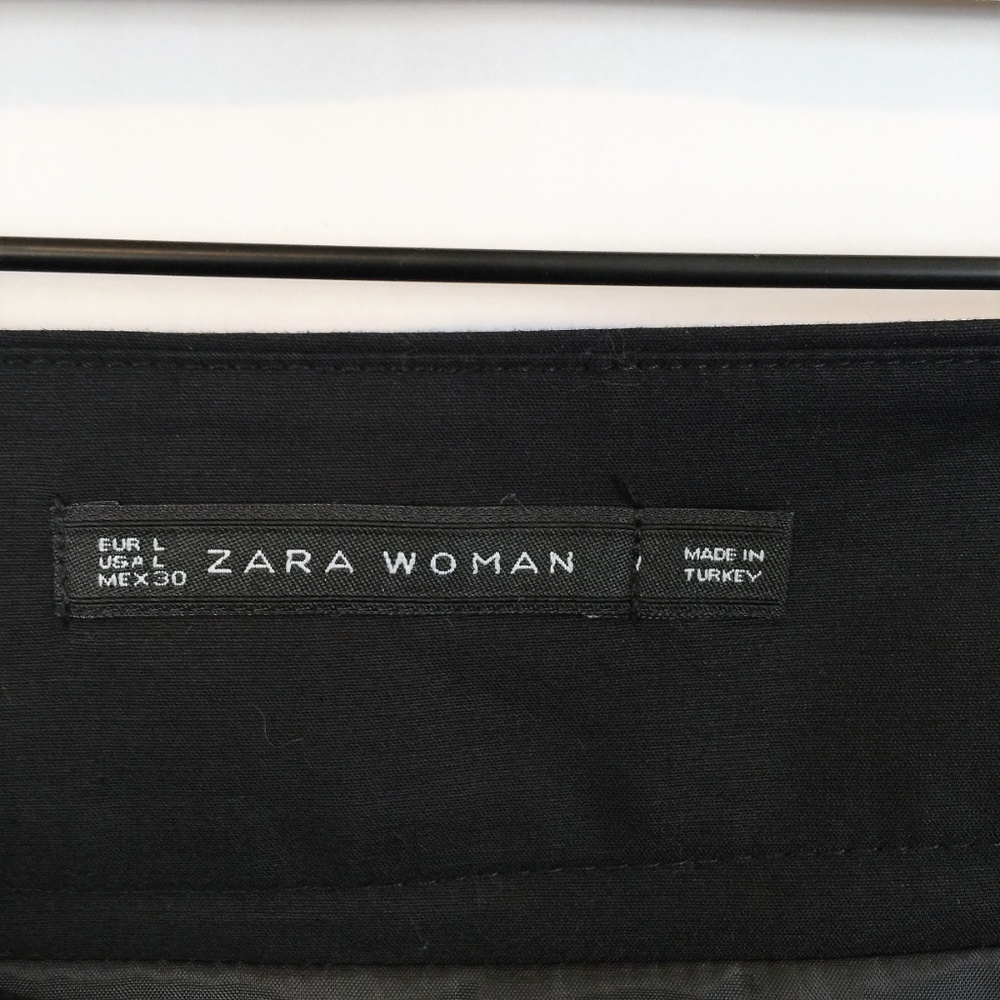 ZARA WOMAN Black A-Line Wear to Work Cotton Skirt - Picture 4 of 5